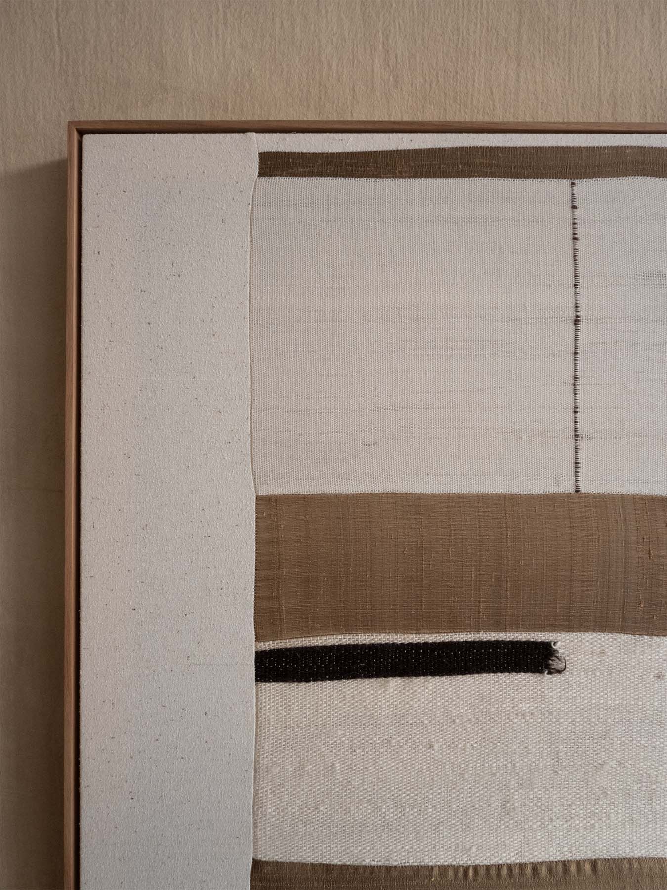 Original contemporary Artwork
Sustainably handcrafted Locally in our Cape Town Studio
Hand pieced dupion silk & linen silk blend, handwoven mohair & wool, stretched textile Wall Art