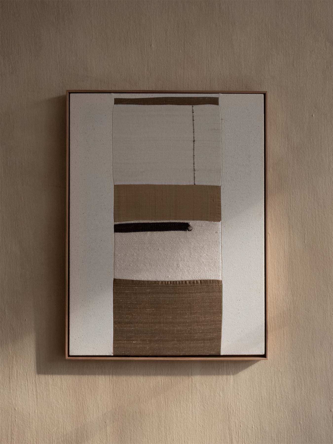 Original contemporary Artwork
Sustainably handcrafted Locally in our Cape Town Studio
Hand pieced dupion silk & linen silk blend, handwoven mohair & wool, stretched textile Wall Art