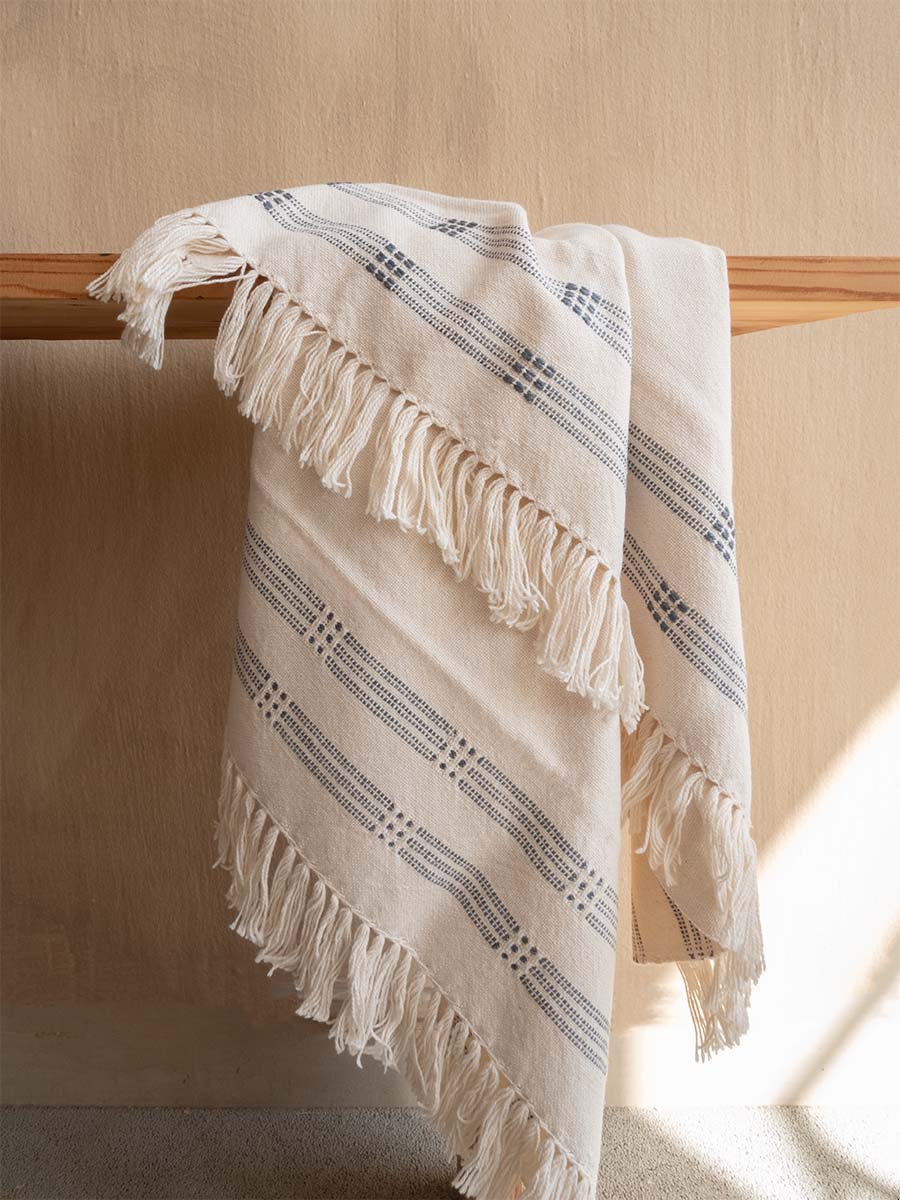 Cotton Baby blanket 
Uniquely handwoven in Cape Town using local natural fibres & traditional hand craft techniques