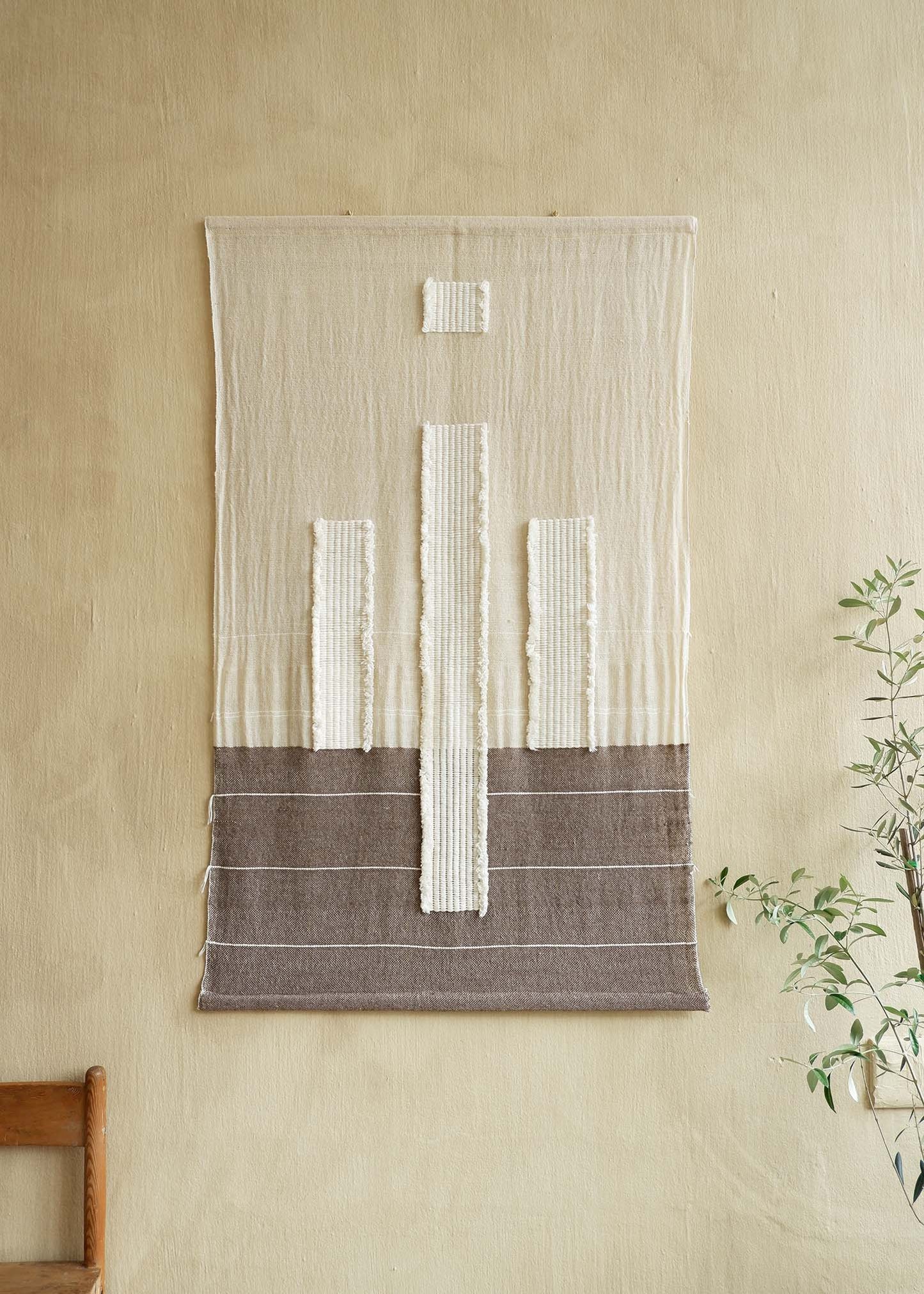 'Cathedral' Original artwork handwoven by Leila Walter using Vintage & locally sourced wool & cotton