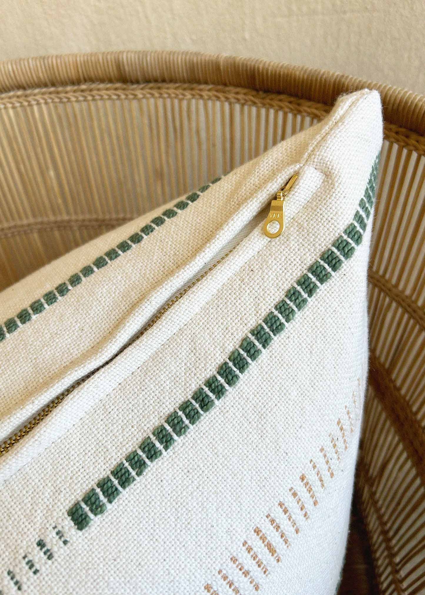 The Mason Cushion, uniquely handwoven in Cape Town using natural, local cotton