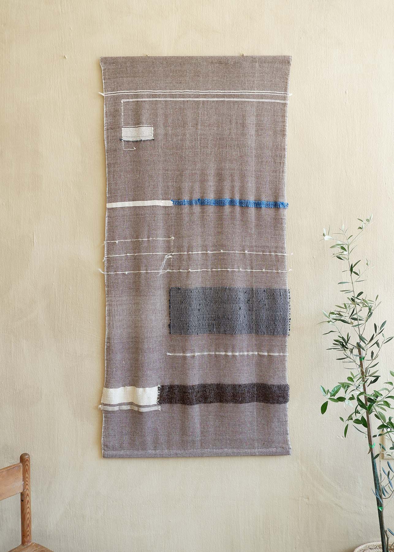 'Script' Original artwork handwoven by Leila Walter using Vintage & locally sourced wool, mohair & cotton